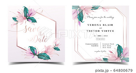 Wedding invitation card template with floral 64800679