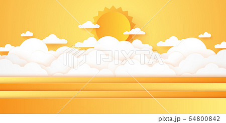 Summer Time, Cloudscape, cloudy sky with bright sun, paper art style Summer Time, Cloudscape, cloudy sky with bright sun, paper art style 64800842