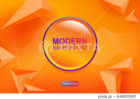 Yellow design with triangles with 3D effect, round frame with a gradient 64800965