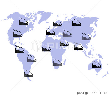 World crisis, charts global recession on map World crisis, charts global recession on map 64801248