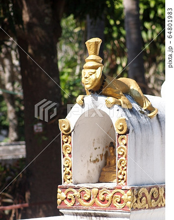 Decorative elements with meaningful buddhism ornaments in WAT XIENG THONG: the famous outstanding beautiful XIENGTHONG Temple in LUANG PRABANG province ex-capital city world cultural heritage in LAOS 64801983