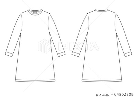 Nightdress technical sketch. Cotton chemise for 64802209