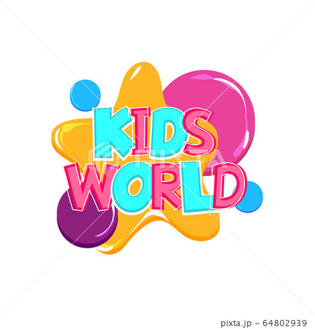 Kids zone comic text badge on splash sticker. 64802939