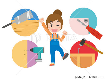 Diy Work Diy Carpenter Woman Stock Illustration