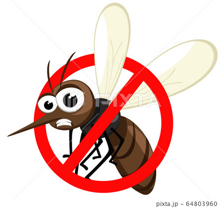 Insect mosquito in prohibition sign, stop mosquito 64803960