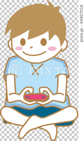 ゲームする子ども　swich 64807016