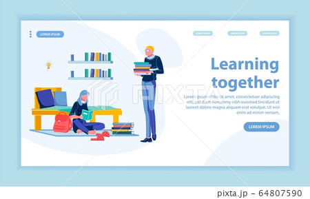 Learning Together Vector Landing Page with Banner 64807590