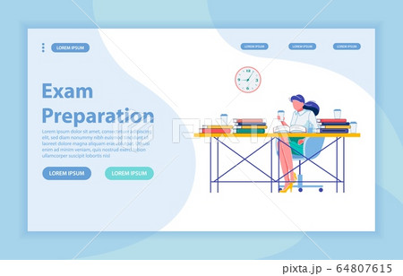 Exam Preparation Vector Landing Page with Banner 64807615