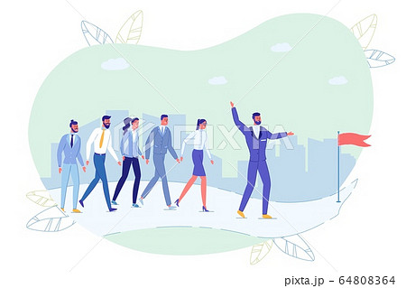 People Staff Team Following Leader over Cityscape 64808364