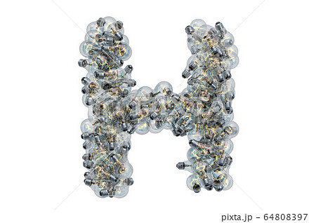 Letter H from light bulbs, 3D rendering Letter H from light bulbs, 3D rendering 64808397