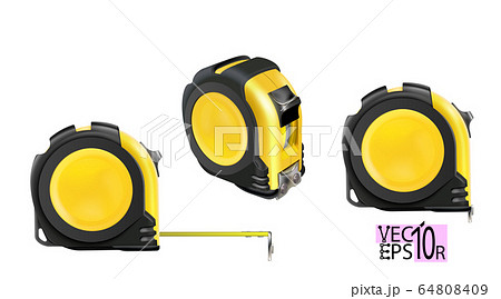 Set Realistic Tape measure isolated on white Set Realistic Tape measure isolated on white 64808409