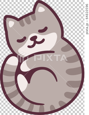 Cartoon sleeping cat 64810596