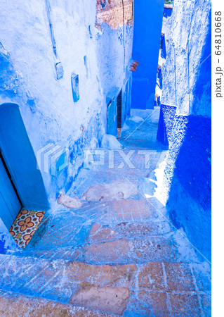 Chefchaouen blue town street in Morocco Chefchaouen blue town street in Morocco 64810668