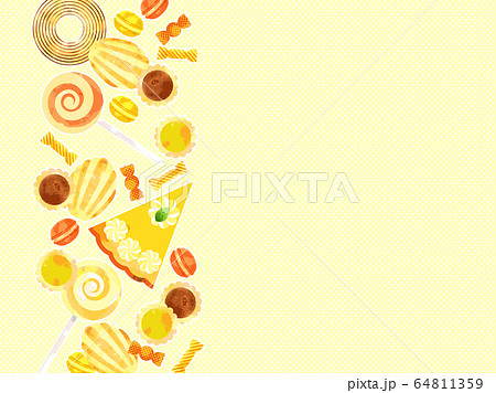 黄色いお菓子の背景のイラスト素材