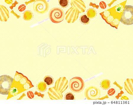 黄色いお菓子の背景のイラスト素材