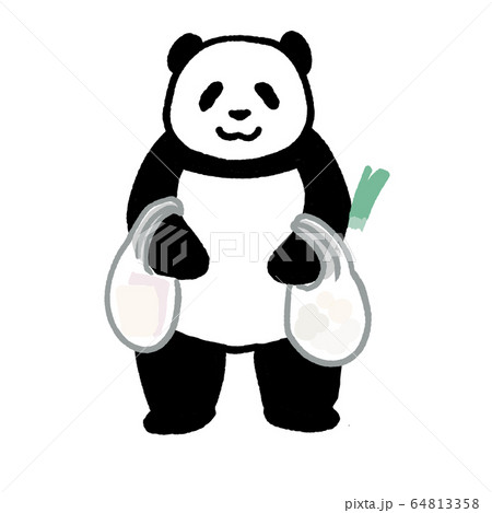 お買物するパンダのイラスト素材