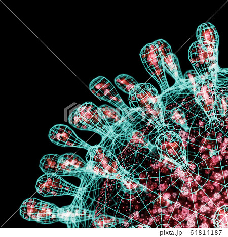 コロナウイルス Cgイメージ ワイヤーフレームのイラスト素材