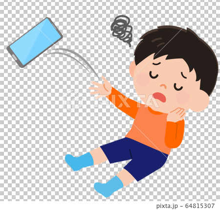 スマートフォン　飽きる　男の子　イラスト 64815307