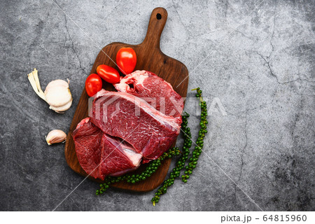 Fresh beef animal protein - Raw beef meat on Fresh beef animal protein - Raw beef meat on 64815960