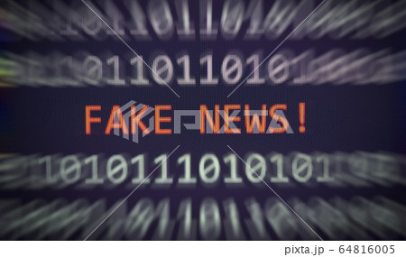 FAKE NEWS message on display screen black 64816005