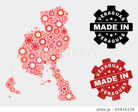 Mosaic Veraguas Province Map of Cog Items and Grunge Seal 64816336