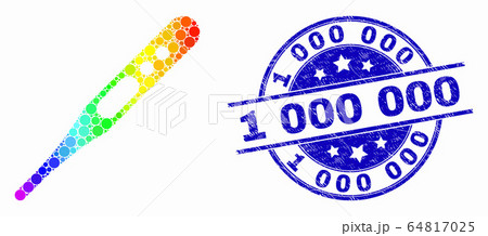 Vector Spectral Dot Thermometer Icon and Grunge 1 000 000 Stamp Seal 64817025