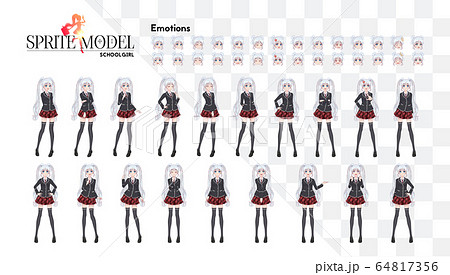 Set of emotions. Sprite full length character for Set of emotions. Sprite full length character for 64817356