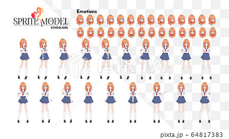 Set of emotions.Sprite full length character for 64817383