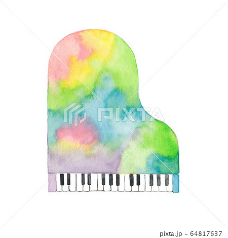 虹色グランドピアノ 真上のイラスト素材