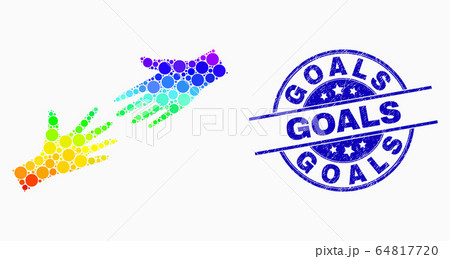 Vector Spectral Dotted Help Hand Icon and Scratched Goals Stamp Vector Spectral Dotted Help Hand Icon and Scratched Goals Stamp 64817720
