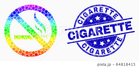 Vector Bright Dot Forbidden Smoking Icon and Distress Cigarette Watermark Vector Bright Dot Forbidden Smoking Icon and Distress Cigarette Watermark 64818415