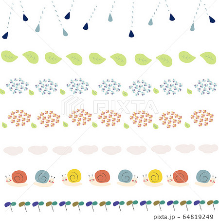 梅雨 ライン セットのイラスト素材