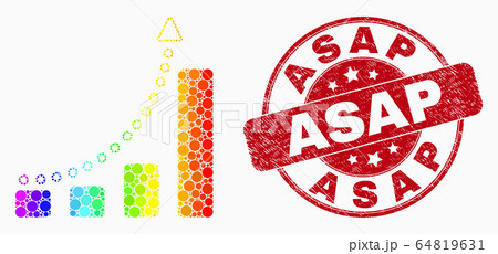 Vector Spectrum Dotted Fast Growing Trend Icon and Scratched Asap Stamp 64819631