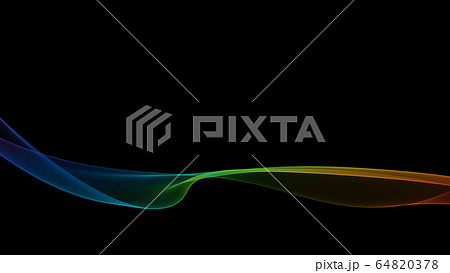 7カラーウェーブ背景ライン　バックグラウンド黒系 64820378