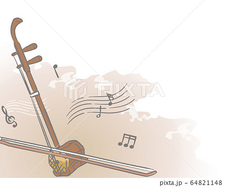 中国楽器イラストを使った背景素材のイラスト素材