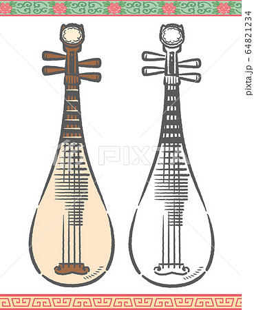 中国の伝統楽器イラスト素材 琵琶のイラスト素材