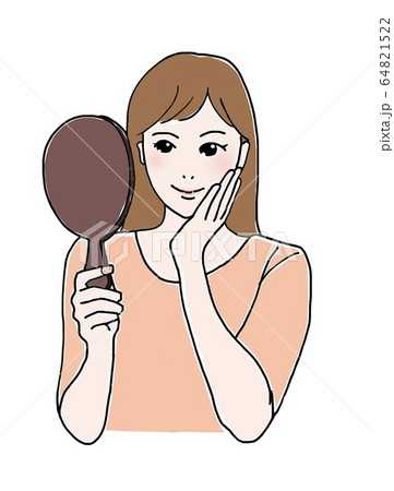鏡を見る女性 64821522