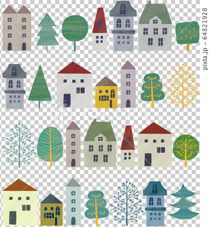 Cityscape Tree House Nordic Style Vector Stock Illustration