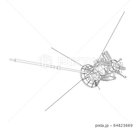Communication satellite concept outline. Vector 64823669
