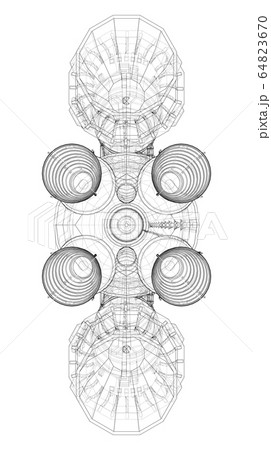 Space rocket concept outline. Vector 64823670