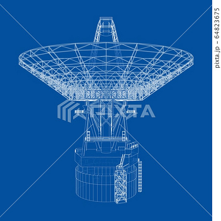 Radio Telescope concept outline. Vector 64823675
