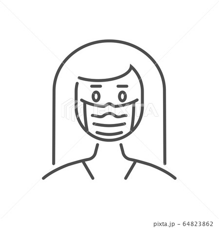 Woman wit medical mask related vector thin line icon. Woman wit medical mask related vector thin line icon. 64823862