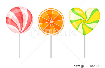 Twisted and Swirling Lollipops on Sticks Vector Set Twisted and Swirling Lollipops on Sticks Vector Set 64823985