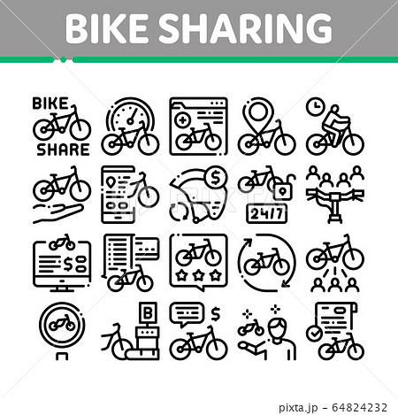 Bike Sharing Business Collection Icons Set Vector 64824232