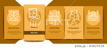 Earthquake Disaster Onboarding Elements Icons Set Vector 64824526