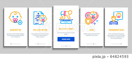 Pediatrics Medical Onboarding Elements Icons Set Vector 64824593