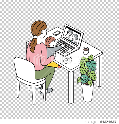 在線返校親子遠程辦公遠程辦公插圖 64824683