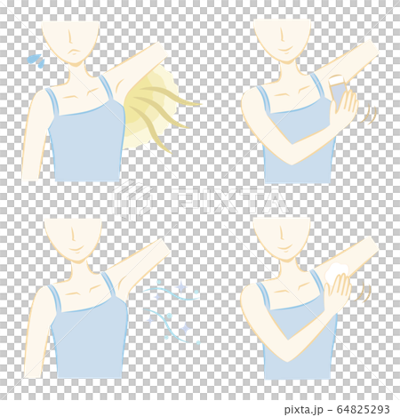 女性の脇の臭いケアセット　わきがや汗対策　手書き風 64825293