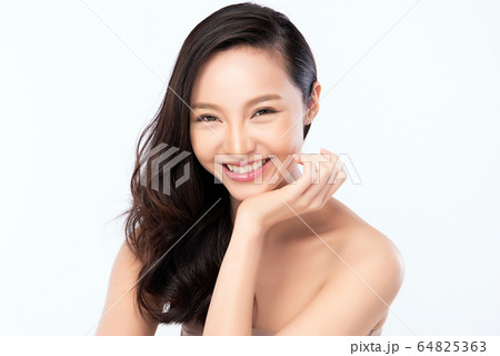 Beautiful Young Asian Woman with Clean Fresh Skin. Face care, Facial treatment, Cosmetology, beauty 64825363