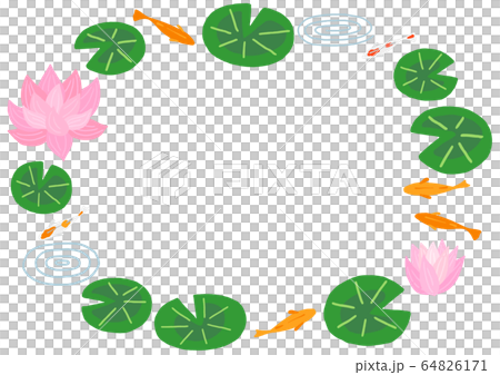 Water lily and medaka frame 64826171